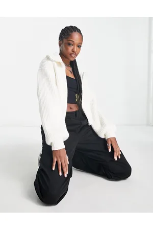 Weekday Brielle - Cardigan spesso sporco con zip lunga
