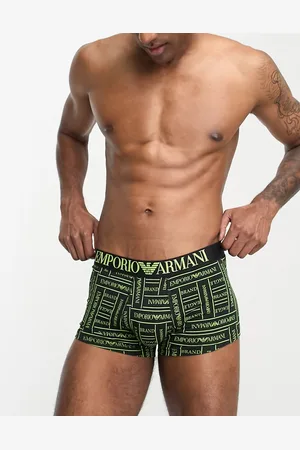 Emporio Armani Bodywear - Boxer aderenti verdi con stampa del logo