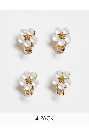 ASOS Confezione da 4 fermagli per capelli con design a fiore in resina perlata