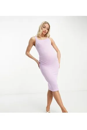 Flounce London Vestito midi lilla a coste