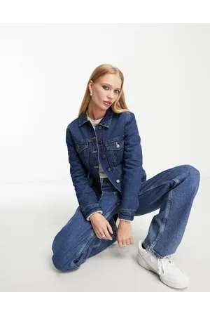 French Connection Donna Giacche di jeans - Giacca di jeans con finiture in pile borg