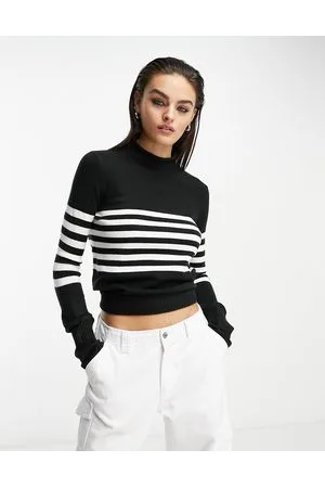 French Connection Maglione con collo alto a righe multi
