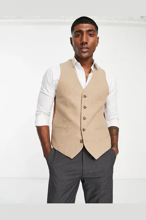 Harry Brown Gilet da matrimonio in tweed beige
