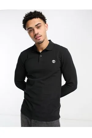 Timberland Millers River - Polo a maniche lunghe in piqué nero