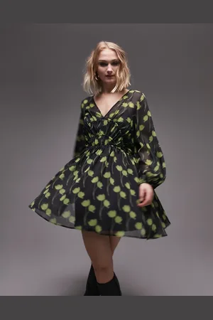 Topshop Vestito corto raccolto in vita con stampa