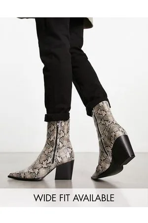 ASOS Stivaletti in pelle sintetica pitonata con tacco