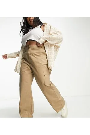 In The Style Pantaloni cargo dritti a vita alta color cammello
