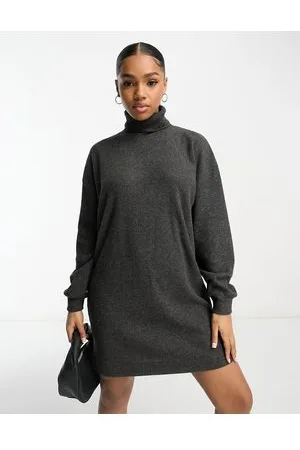 Miss Selfridge Vestito corto con collo alto morbido color antracite