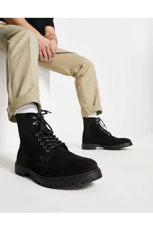 Red Tape Scarponcini da trekking stringati in pelle nera