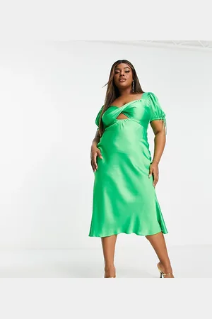 ASOS ASOS DESIGN Curve - Vestito da giorno midi in raso incrociato sul davanti