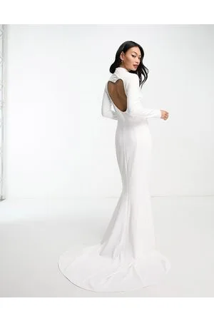 True Violet Vestito da sposa lungo aperto sul retro color avorio con cut-out a cuore