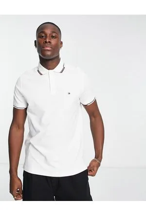 Tommy Hilfiger 1985 - Polo vestibilità classica bianca con colletto a contrasto