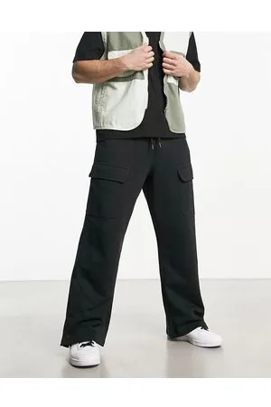 ASOS Joggers dritti cargo neri con bottoni a pressione