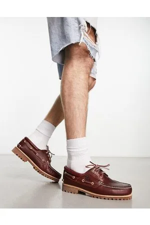 Timberland Authentics - Scarpe da barca classiche con 3 occhielli bordeaux in pelle pieno fiore