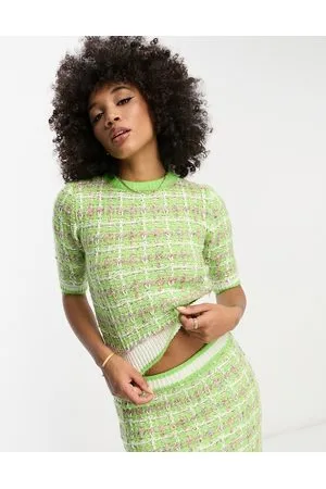 River Island T-shirt in maglia testurizzata a quadri