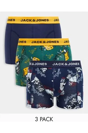 JACK & JONES Confezione da 3 paia di boxer aderenti blu navy con stampa di teschi