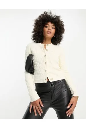 River Island Cardigan bouclé testurizzato crema
