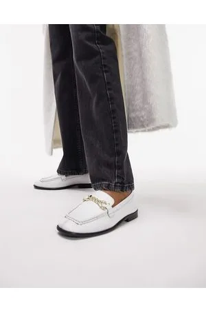 Topshop Lola - Mocassini in pelle bianchi con catenina