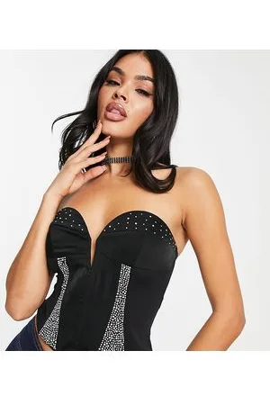 AsYou Corsetto in raso con strass allacciato sul retro
