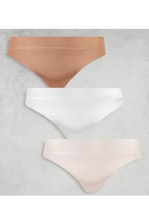 ASOS ASOS DESIGN Curve - Confezione da 3 perizomi invisibili e in pizzo tono su tono