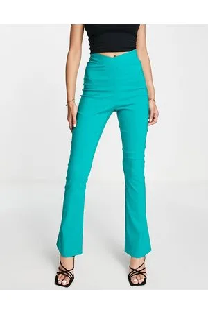 Vesper Pantaloni a zampa con vita scesa color turchese