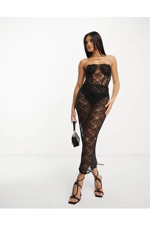 Fashionkilla Body stile corsetto in pizzo nero in coordinato