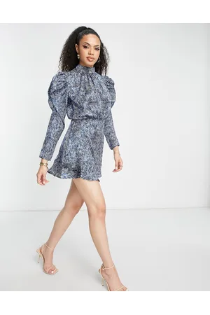 Ax Paris Donna Vestiti sexy - Vestito corto a maniche lunghe a sbuffo a pois