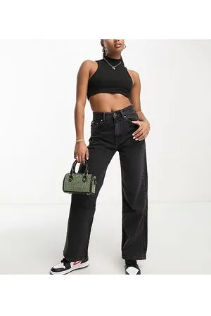 Stradivarius Petite - Jeans con fondo super ampio neri