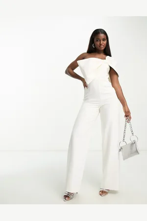 Forever New Tuta jumpsuit color avorio con fiocco e spalla scoperta
