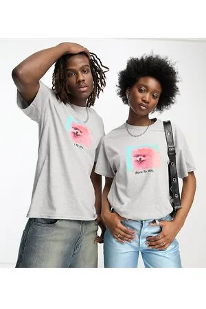 COLLUSION Unisex - T-shirt mélange con scritta “Born to Win”