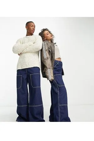 COLLUSION Unisex - Jeans ampi multitasche color indaco