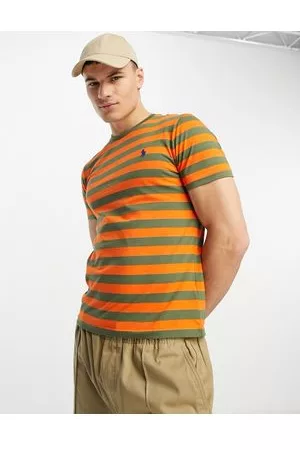 Ralph Lauren Icon - T-shirt custom fit e verde a righe con logo