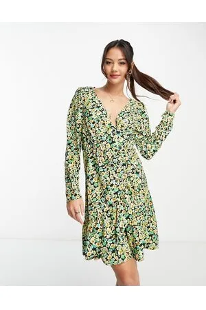 Pieces® Giuliana - Vestito avvolgente a maniche lunghe con stampa a fiori
