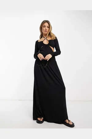 ASOS Vestito lungo con cut-out, allacciatura al collo e finiture con perline