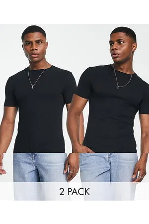 ASOS Confezione da 2 T-shirt girocollo attillate nere