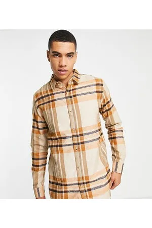Le Breve Tall - Camicia color pietra a quadri