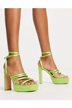 Public Desire Viola - Sandali in raso lime con plateau