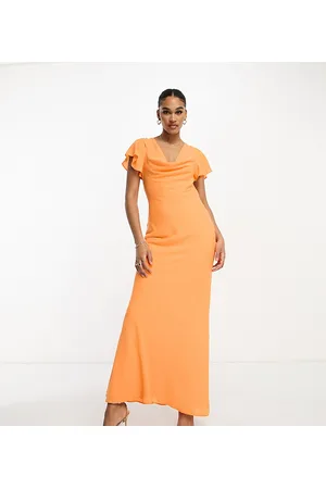 ASOS ASOS DESIGN Tall - Vestito lungo acceso con scollo ad anello e maniche con volant