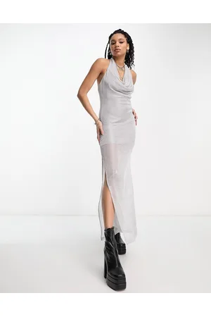 Extro & Vert Premium - Vestito lungo allacciato al collo trasparente color
