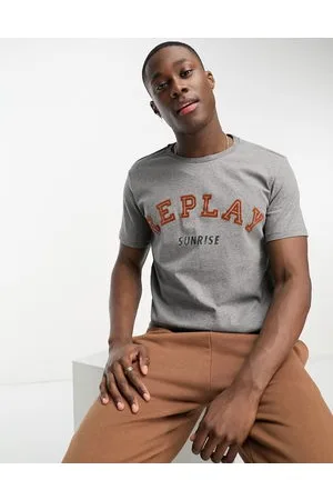 Replay T-shirt grigia con stampa del logo