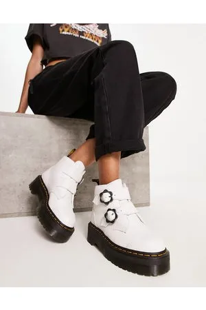 Dr. Martens Devon - Stivali bianchi con dettagli floreali