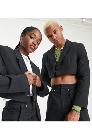 COLLUSION Unisex - Blazer corto monopetto con stampa tono su tono in coordinato