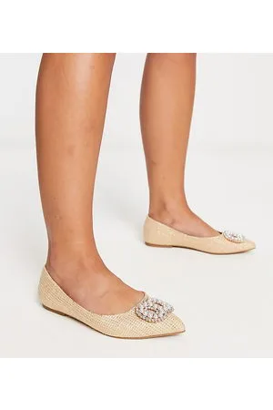 ASOS Lola - Ballerine a pianta larga a punta con perle sintetiche color