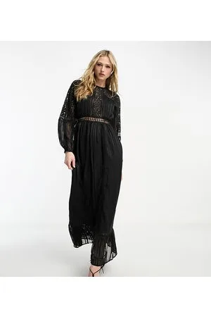 Reclaimed Vestito lungo in raso con dettagli misti in pizzo