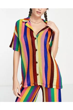Damson Madder Camicia a righe in maglia testurizzata in coordinato