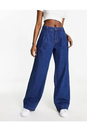 Stradivarius Jeans a fondo ampio scuro con pinces
