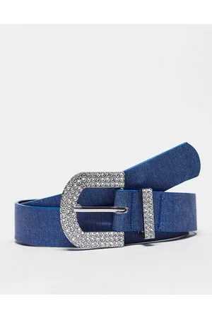 My Accessories London - Cintura in denim con fibbia oversize con cristalli