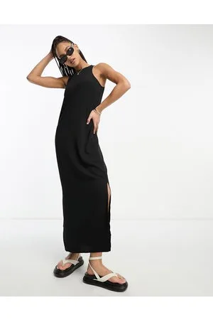 VERO MODA Vestito lungo nero con scollo a vogatore