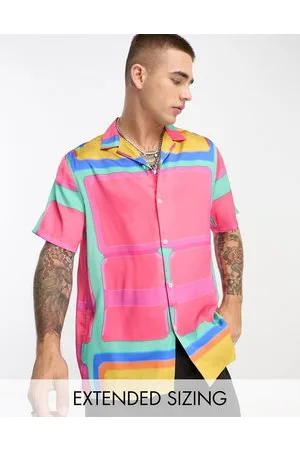 ASOS Camicia comoda in raso con rever e stampa geometrica