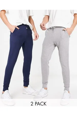 ASOS Confezione da 2 joggers skinny grigio mélange/blu navy